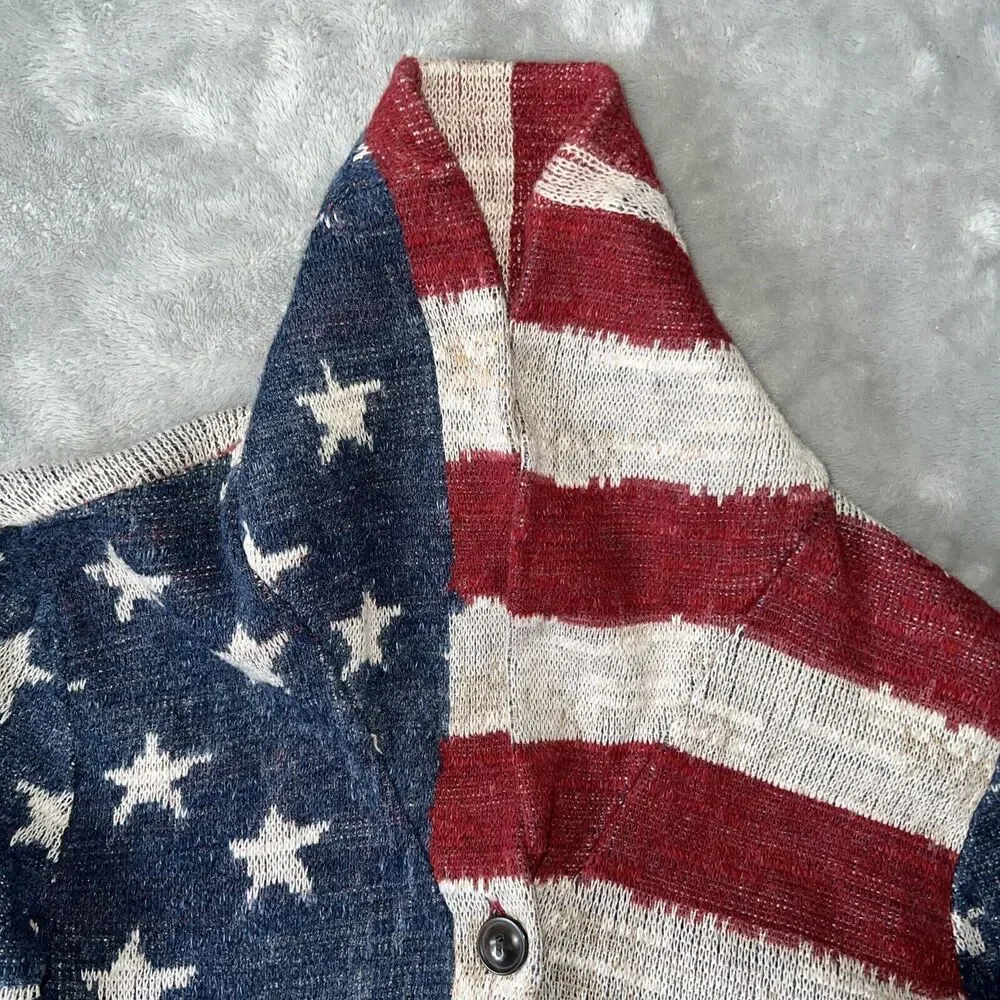Vintage Ralph Lauren Denim Supply Sweater Button Up S American Flag USA Cardigan - Picture 4 of 13